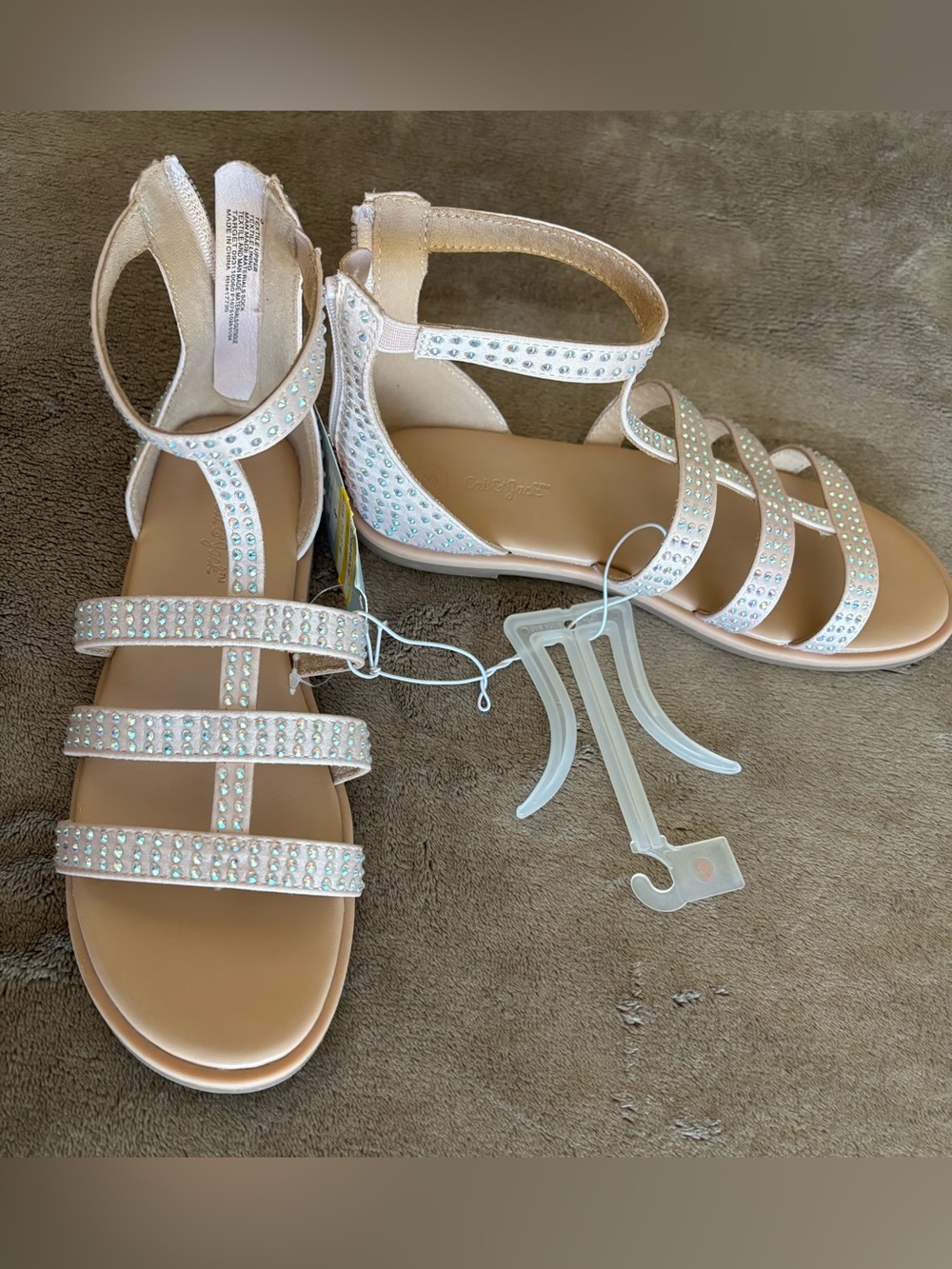 NWT Cat & Jack Girls' Crystal Strappy Sandals
